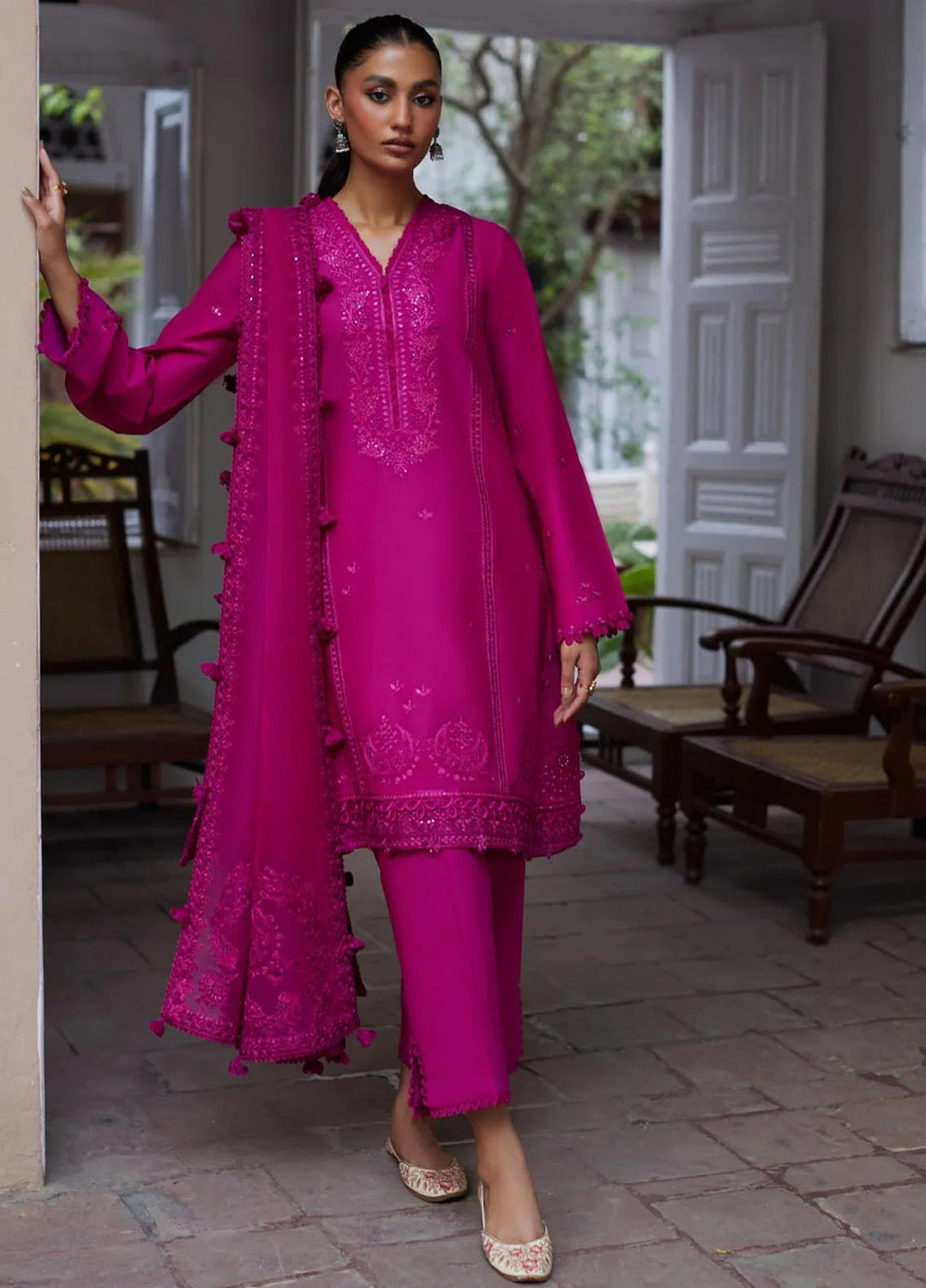 Zaha Embroidered Lawn Suit Unstitched 3 Piece ZL24F D-03 Niamh - Festive Collection