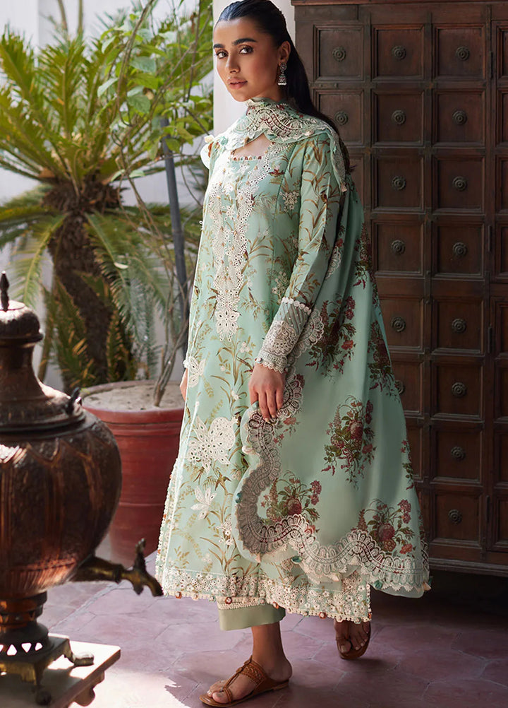 Zaha Embroidered Lawn Suit Unstitched 3 Piece ZL24F D-04 Mehr - Festive Collection