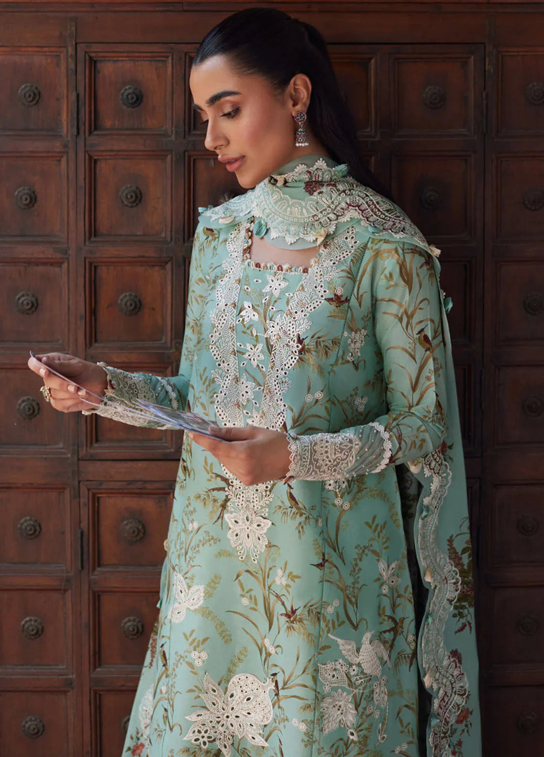 Zaha Embroidered Lawn Suit Unstitched 3 Piece ZL24F D-04 Mehr - Festive Collection