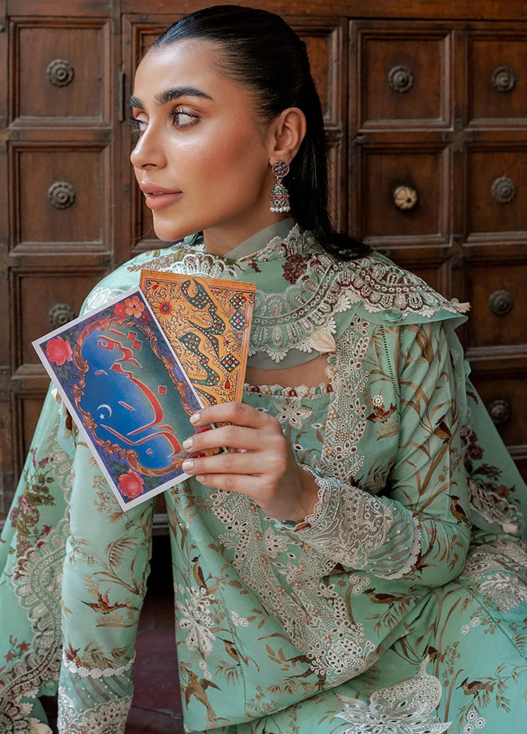 Zaha Embroidered Lawn Suit Unstitched 3 Piece ZL24F D-04 Mehr - Festive Collection