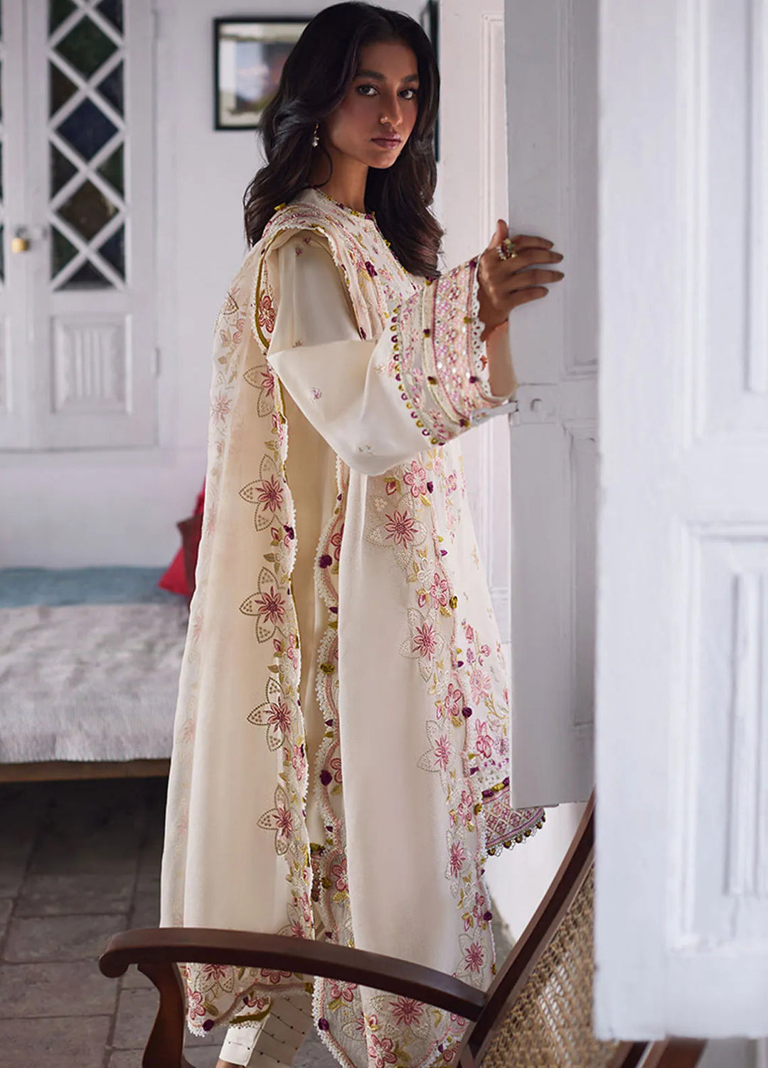 Zaha Embroidered Lawn Suit Unstitched 3 Piece ZL24F D-05 Ela - Festive Collection