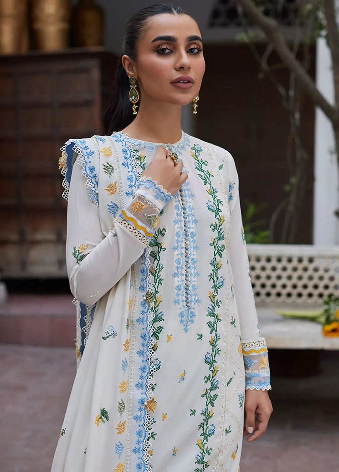 Zaha Embroidered Lawn Suit Unstitched 3 Piece ZL24F D-08 Leya - Festive Collection