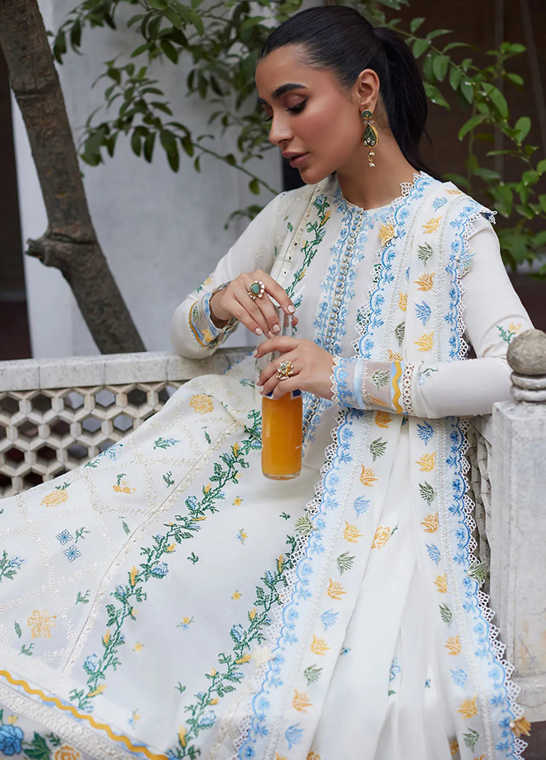 Zaha Embroidered Lawn Suit Unstitched 3 Piece ZL24F D-08 Leya - Festive Collection
