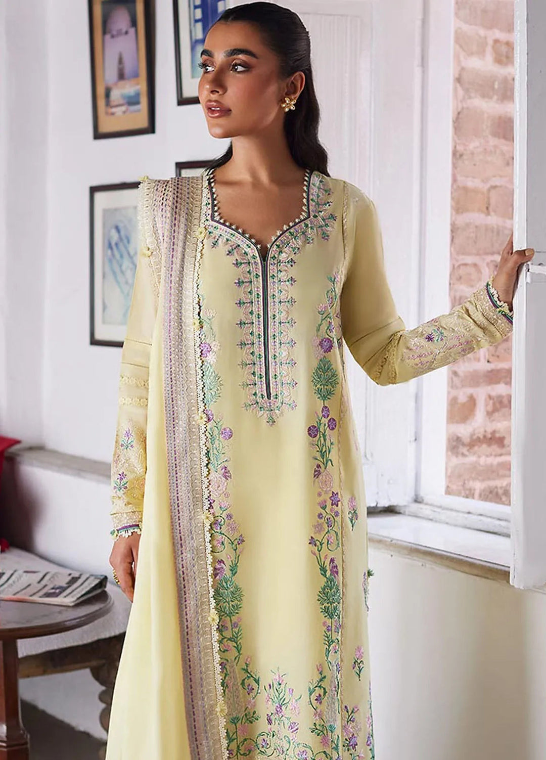 Zaha Embroidered Lawn Suit Unstitched 3 Piece ZL24F D-09 Lana - Festive Collection