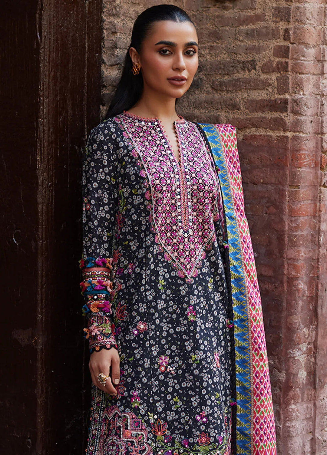 Zaha Embroidered Lawn Suit Unstitched 3 Piece ZL24F D-10 Nihan - Festive Collection