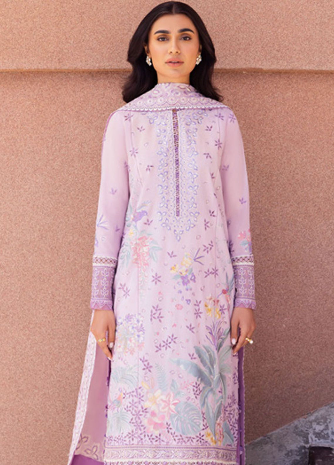 Zaha Embroidered Lawn Suits Unstitched 3 Piece ZL24-01A - Summer Collection