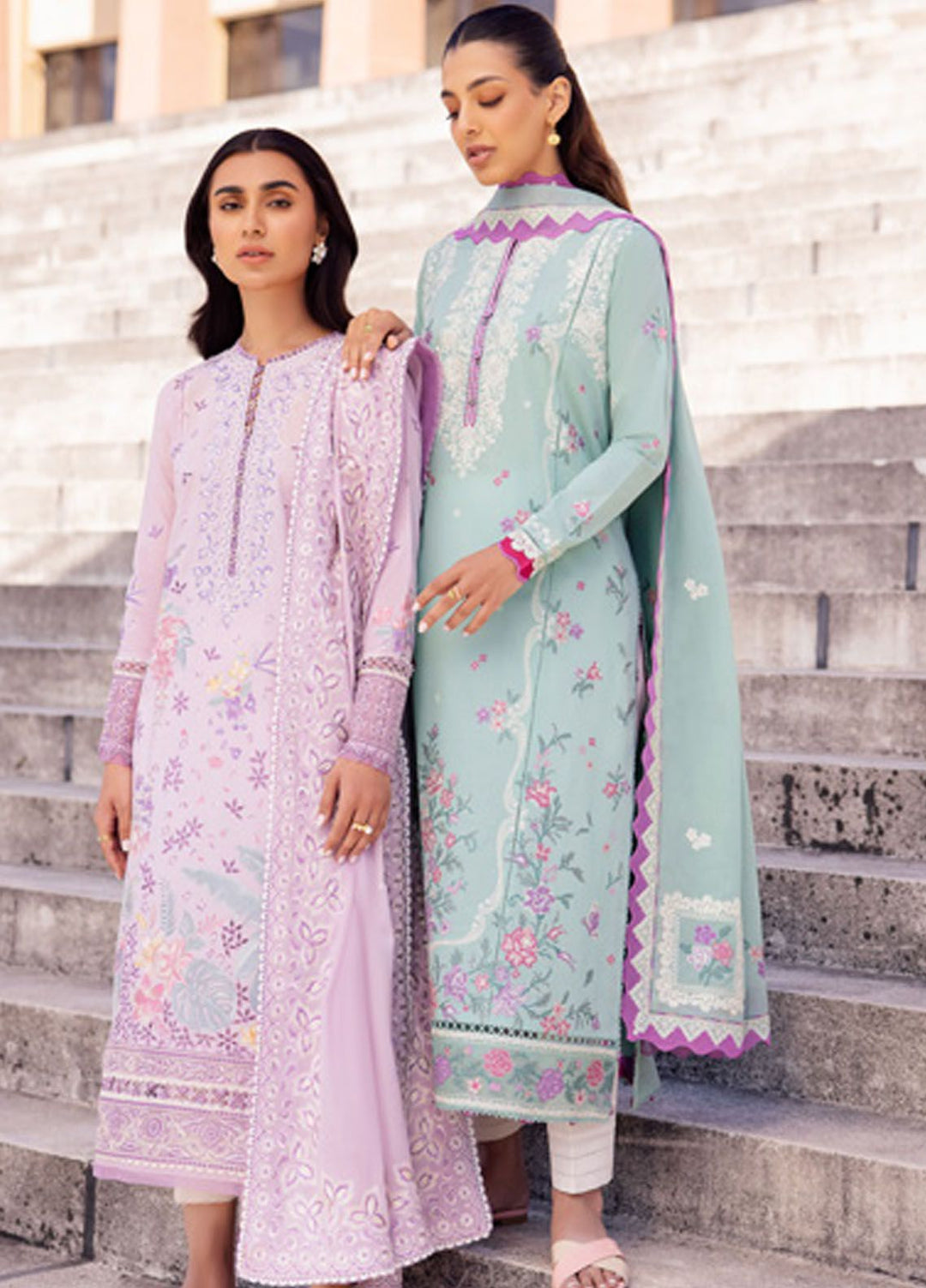 Zaha Embroidered Lawn Suits Unstitched 3 Piece ZL24-02A - Summer Collection