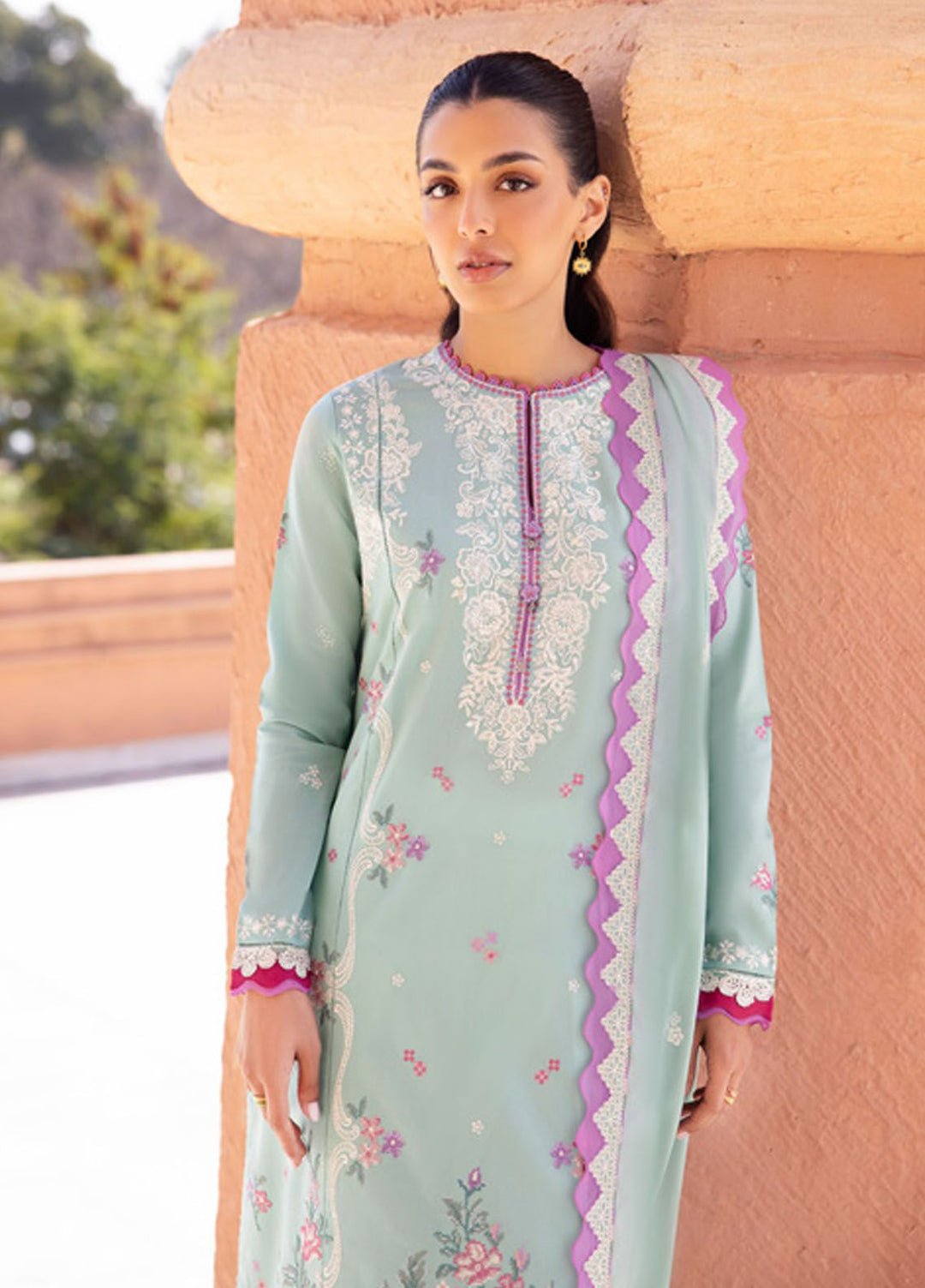 Zaha Embroidered Lawn Suits Unstitched 3 Piece ZL24-02A - Summer Collection