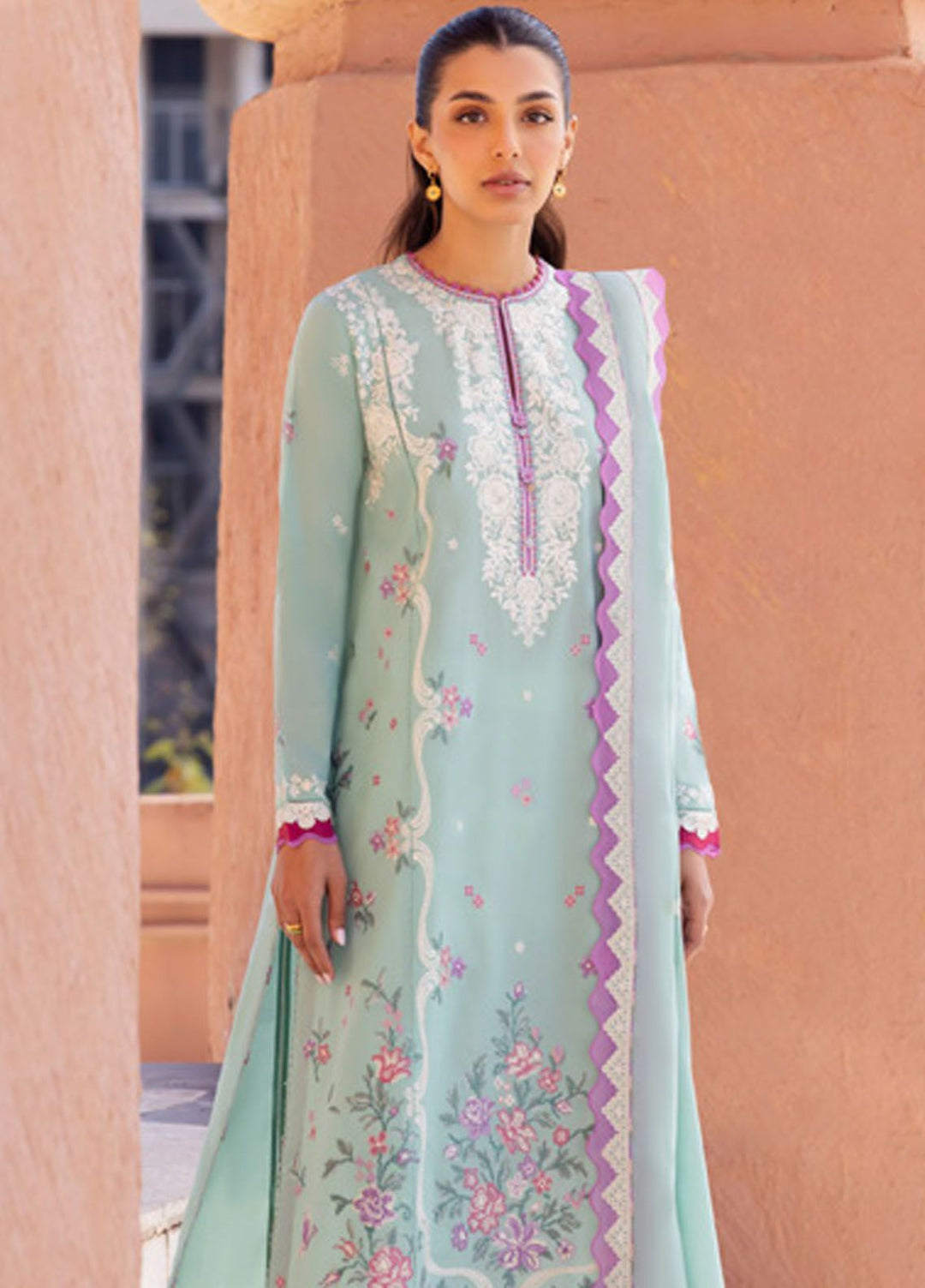 Zaha Embroidered Lawn Suits Unstitched 3 Piece ZL24-02A - Summer Collection