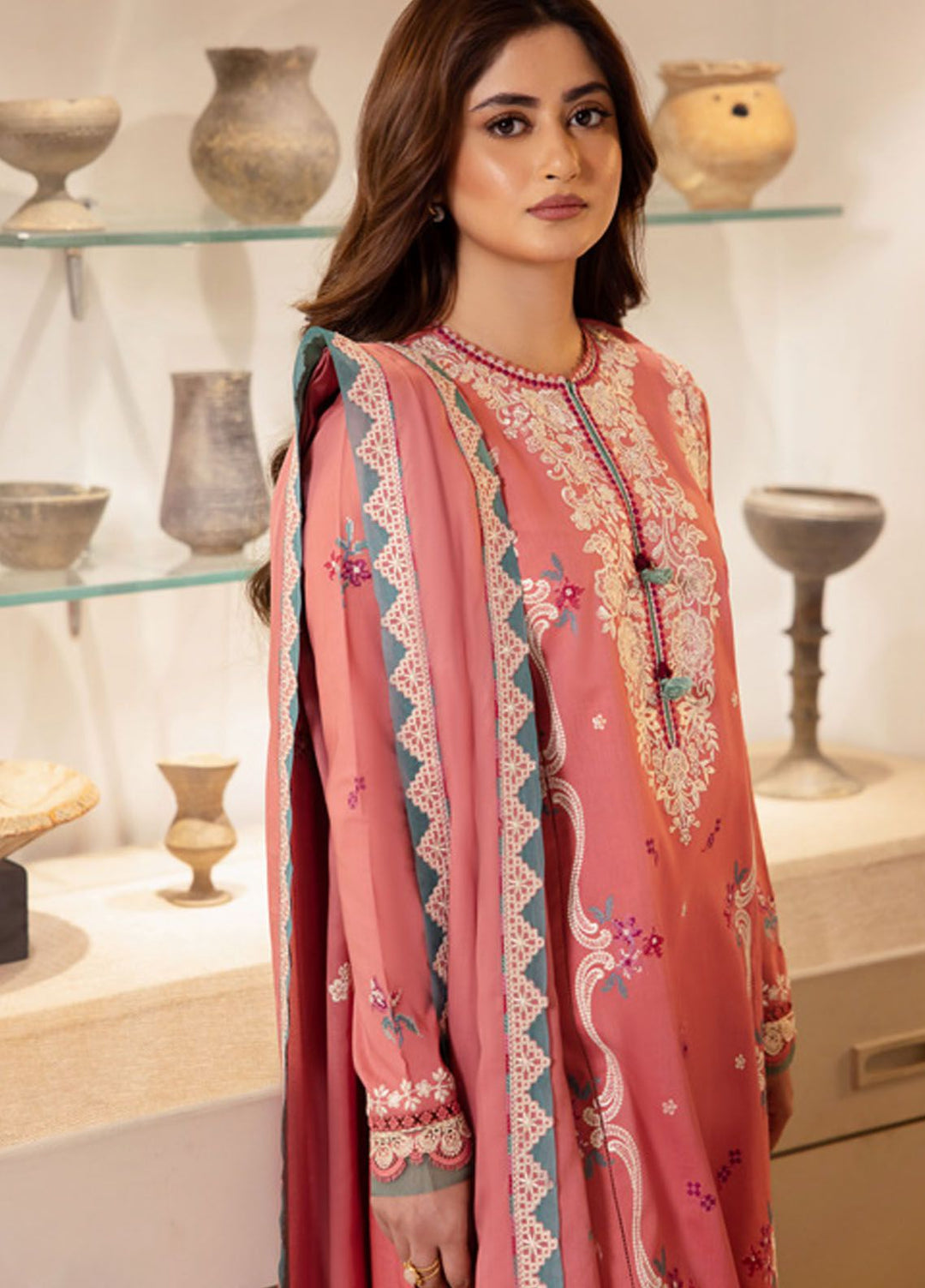 Zaha Embroidered Lawn Suits Unstitched 3 Piece ZL24-02B - Summer Collection