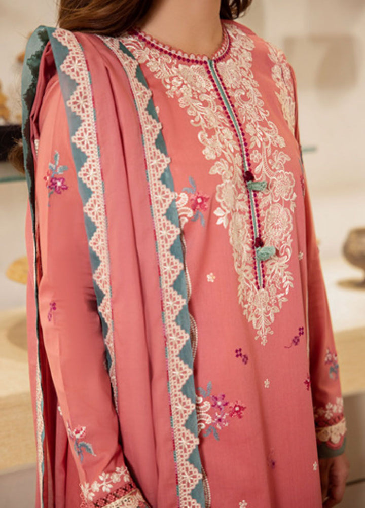 Zaha Embroidered Lawn Suits Unstitched 3 Piece ZL24-02B - Summer Collection
