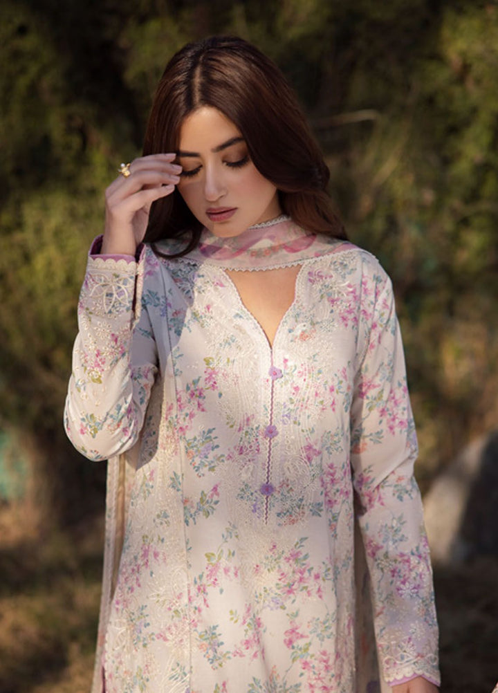 Zaha Embroidered Lawn Suits Unstitched 3 Piece ZL24-03A - Summer Collection