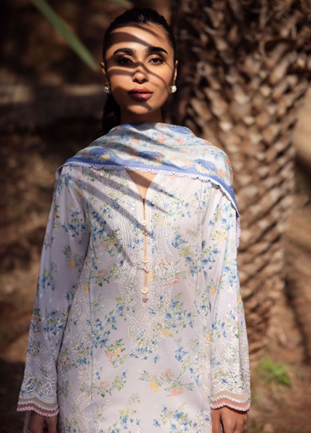 Zaha Embroidered Lawn Suits Unstitched 3 Piece ZL24-03B - Summer Collection