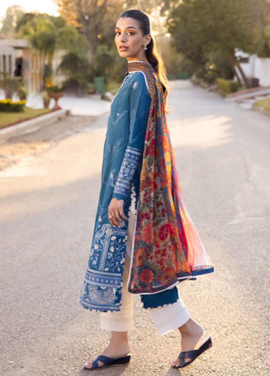 Zaha Embroidered Lawn Suits Unstitched 3 Piece ZL24-05B - Summer Collection