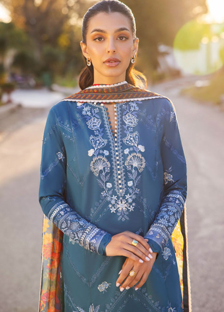 Zaha Embroidered Lawn Suits Unstitched 3 Piece ZL24-05B - Summer Collection
