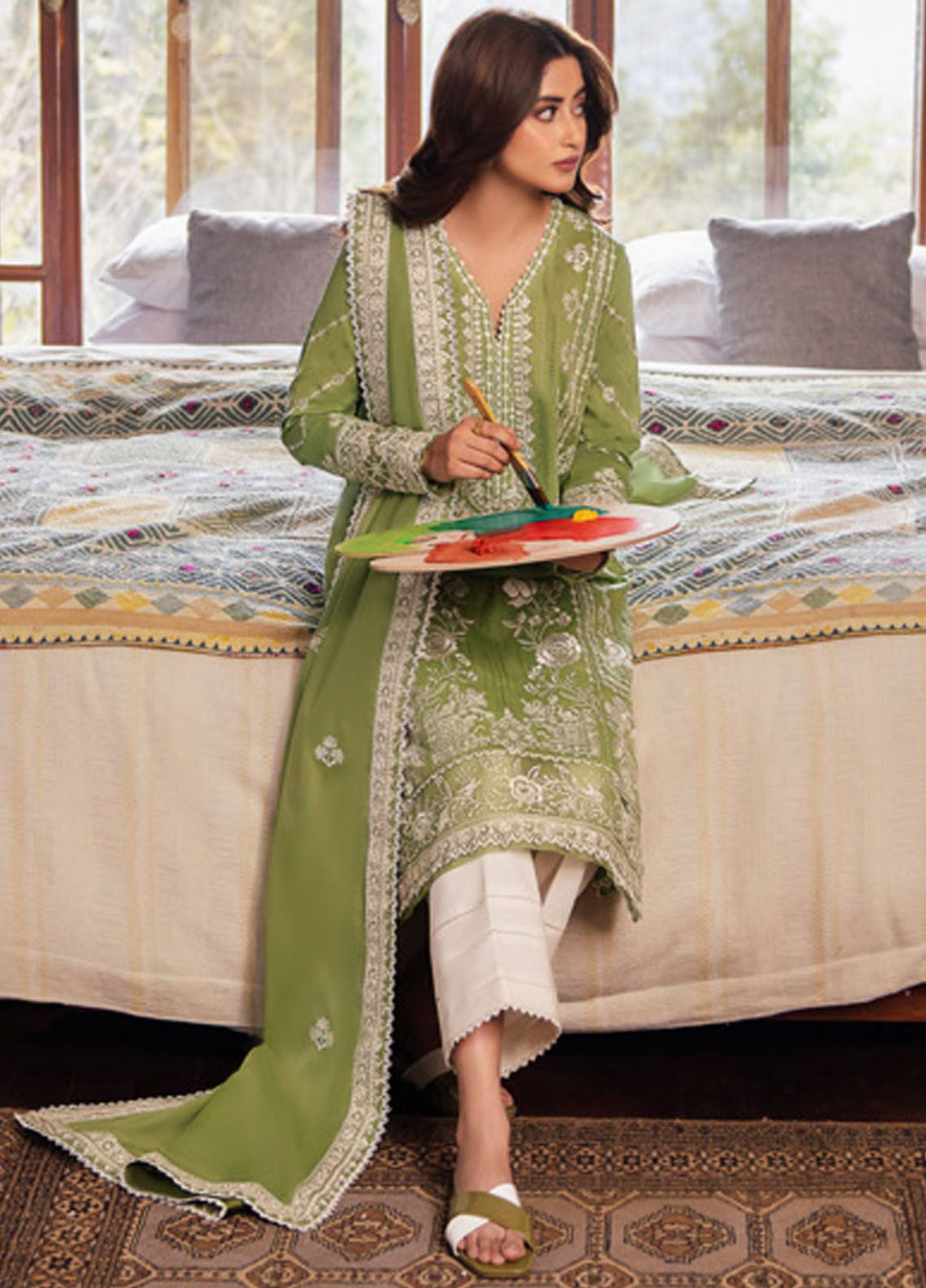 Zaha Embroidered Lawn Suits Unstitched 3 Piece ZL24-08A - Summer Collection