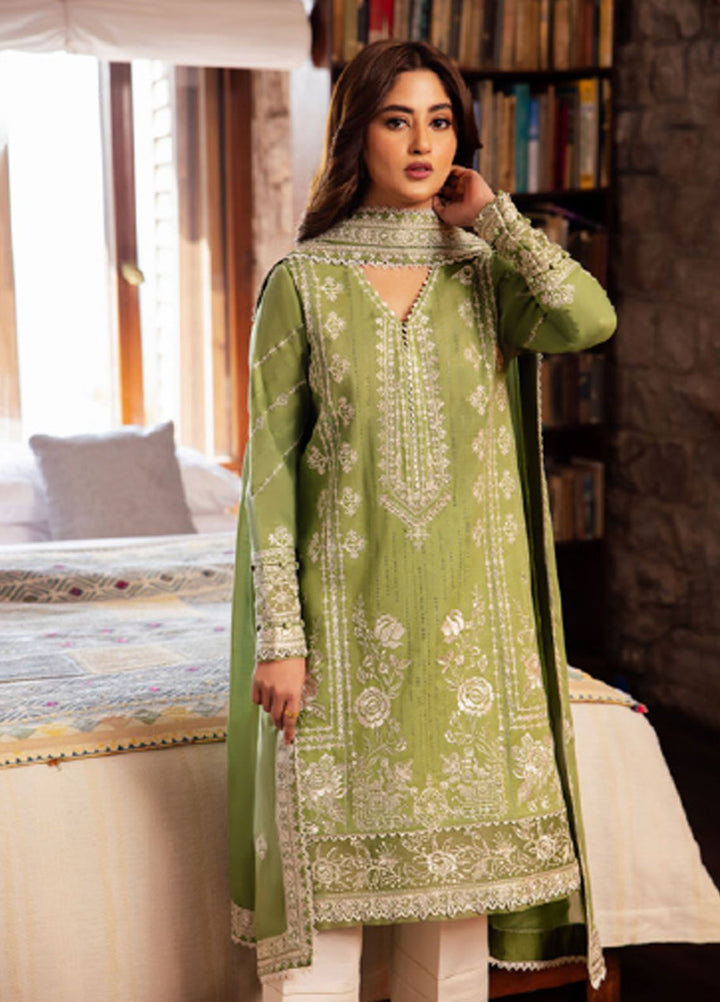 Zaha Embroidered Lawn Suits Unstitched 3 Piece ZL24-08A - Summer Collection