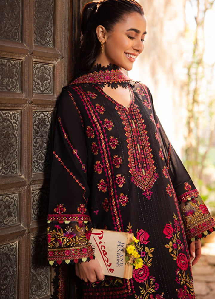 Zaha Embroidered Lawn Suits Unstitched 3 Piece ZL24-08B - Summer Collection