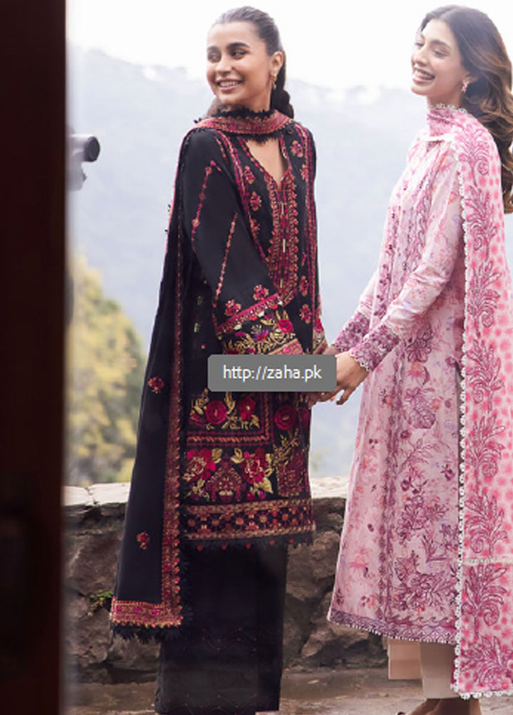 Zaha Embroidered Lawn Suits Unstitched 3 Piece ZL24-08B - Summer Collection
