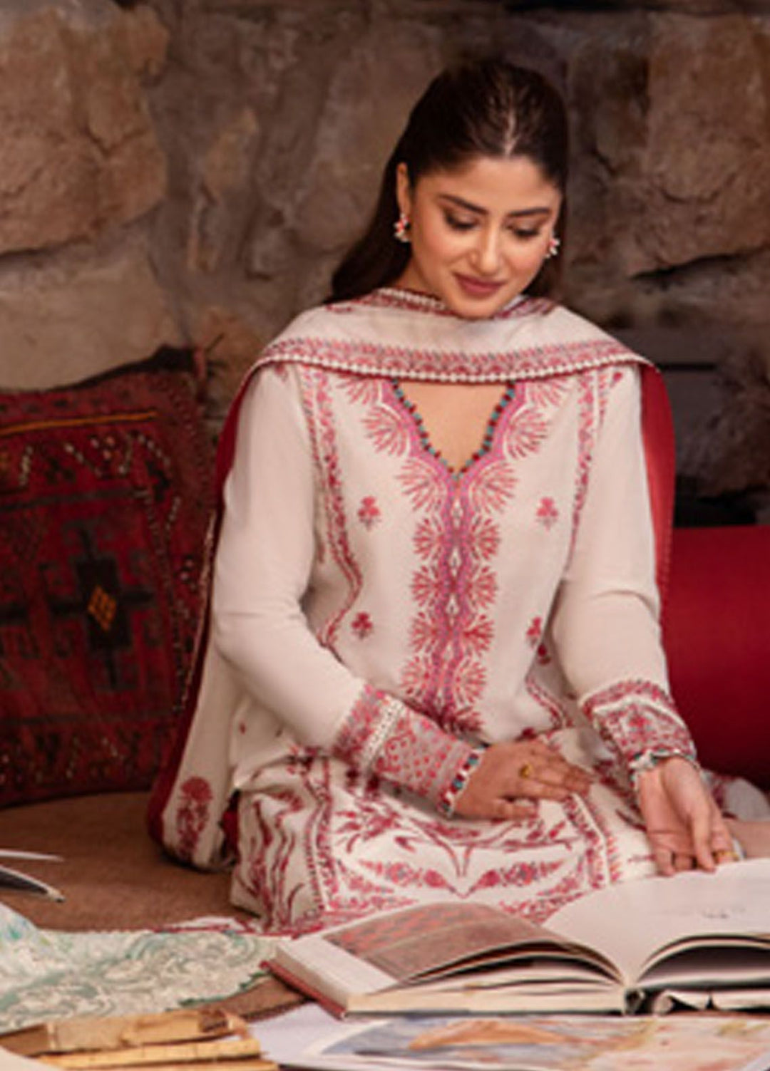 Zaha Embroidered Lawn Suits Unstitched 3 Piece ZL24-09A - Summer Collection