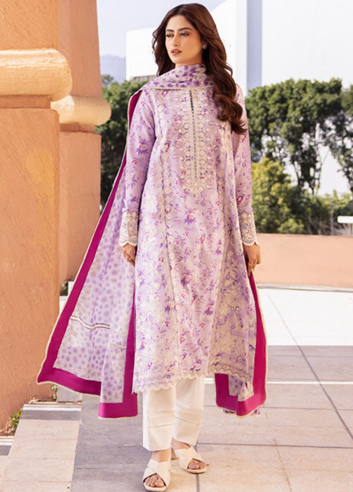 Zaha Embroidered Lawn Suits Unstitched 3 Piece ZL24-10A - Summer Collection