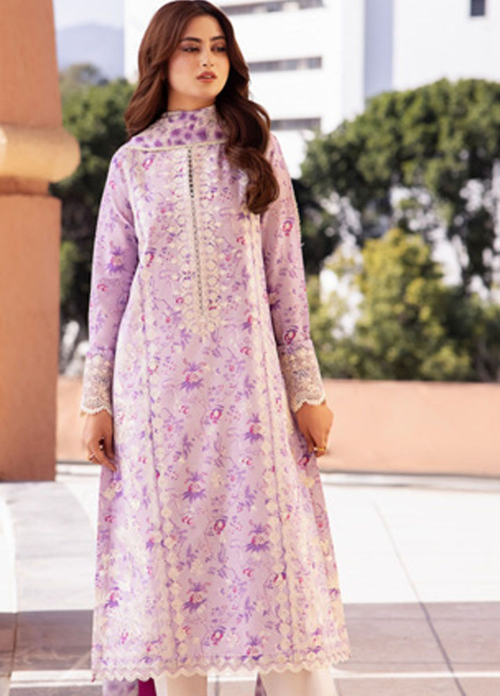 Zaha Embroidered Lawn Suits Unstitched 3 Piece ZL24-10A - Summer Collection