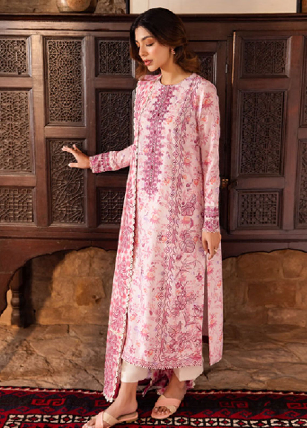 Zaha Embroidered Lawn Suits Unstitched 3 Piece ZL24-10B - Summer Collection