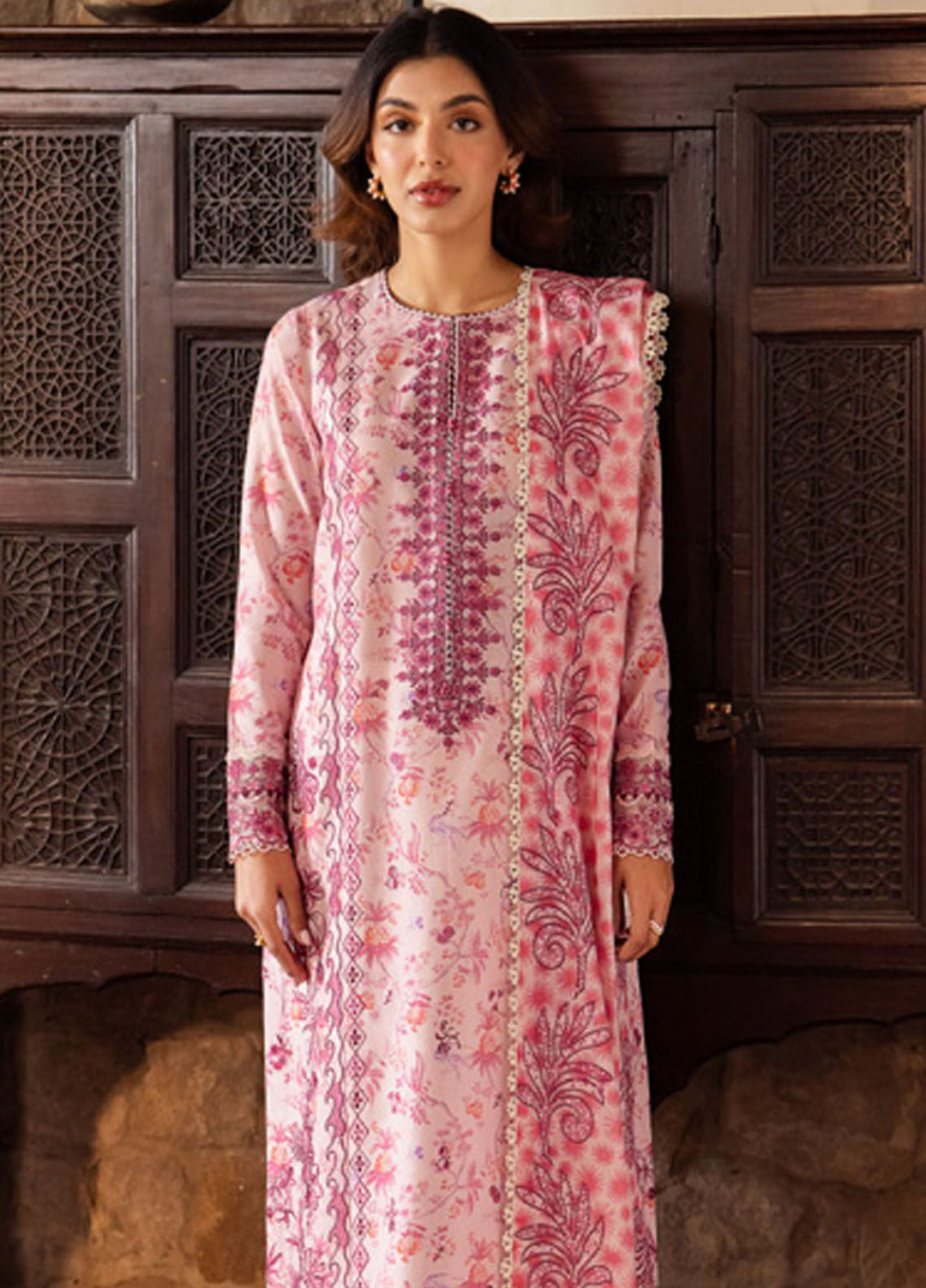 Zaha Embroidered Lawn Suits Unstitched 3 Piece ZL24-10B - Summer Collection