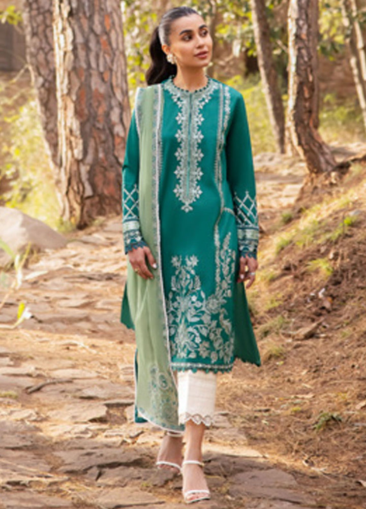 Zaha Embroidered Lawn Suits Unstitched 3 Piece ZL24-11B - Summer Collection