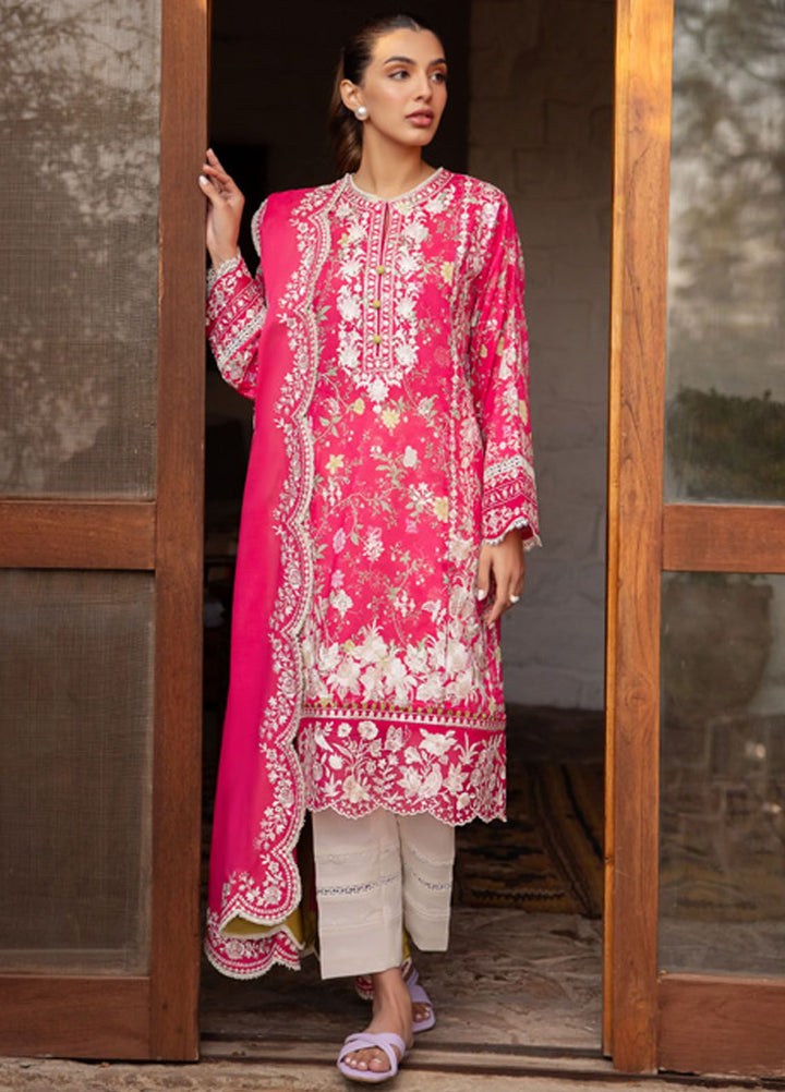 Zaha Embroidered Lawn Suits Unstitched 3 Piece ZL24-12A - Summer Collection