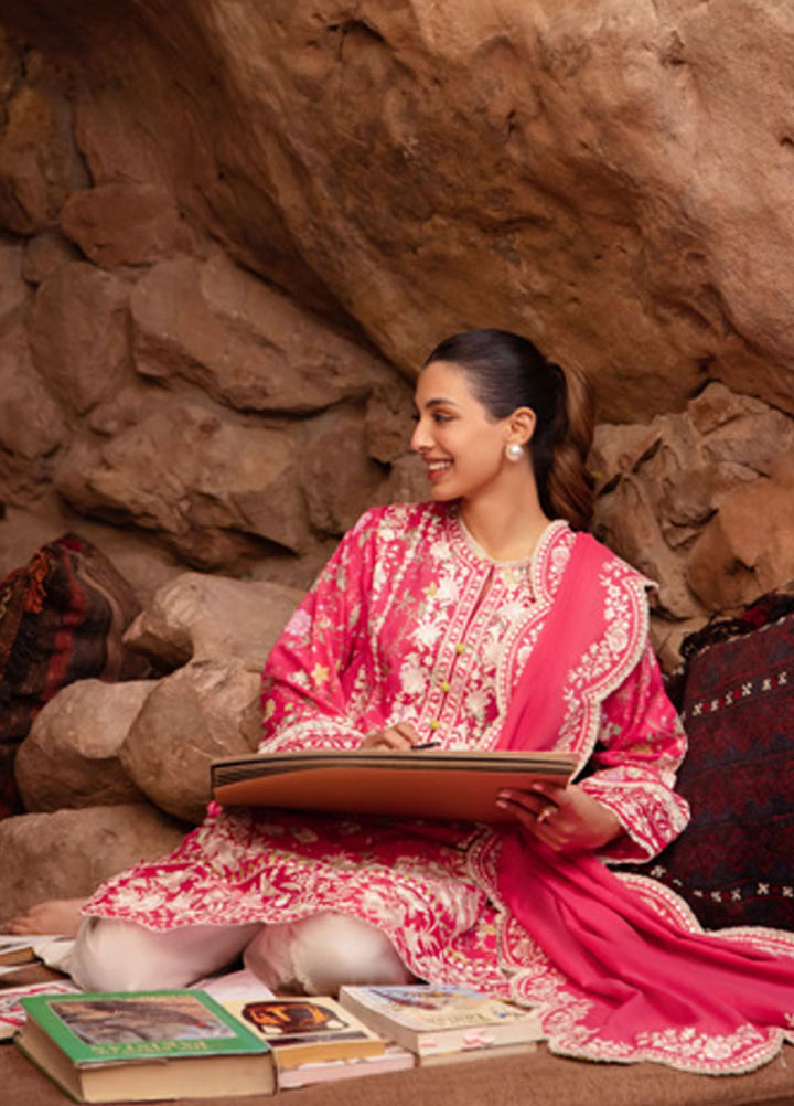 Zaha Embroidered Lawn Suits Unstitched 3 Piece ZL24-12A - Summer Collection