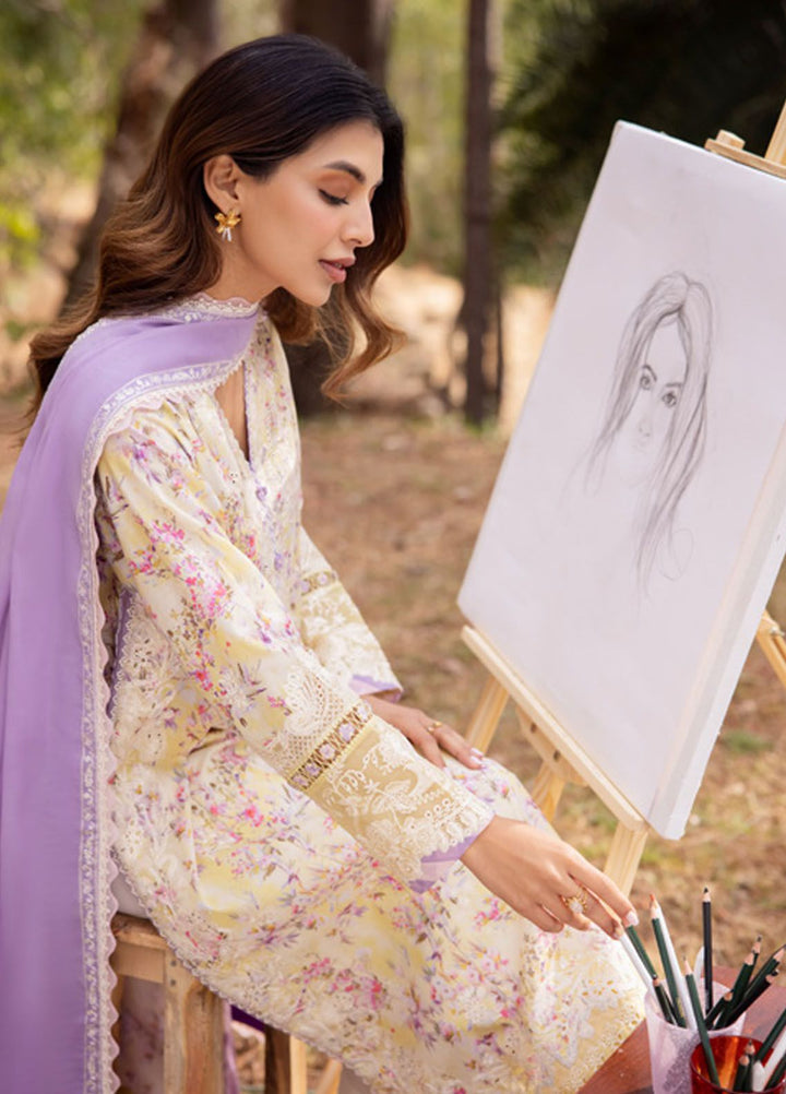 Zaha Embroidered Lawn Suits Unstitched 3 Piece ZL24-13A - Summer Collection