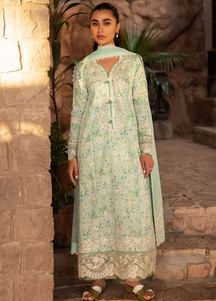 Zaha Embroidered Lawn Suits Unstitched 3 Piece ZL24-13B - Summer Collection