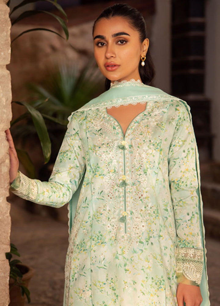 Zaha Embroidered Lawn Suits Unstitched 3 Piece ZL24-13B - Summer Collection