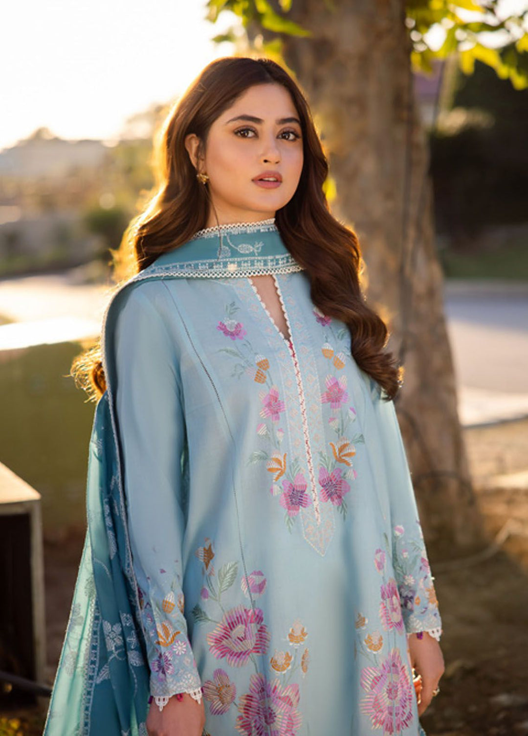 Zaha Embroidered Lawn Suits Unstitched 3 Piece ZL24-14B - Summer Collection