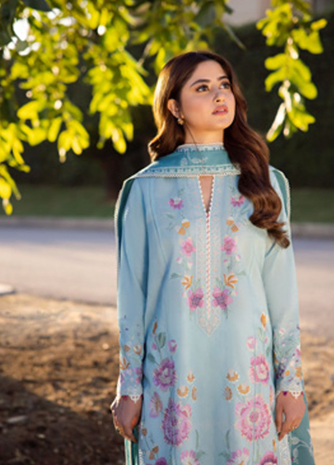 Zaha Embroidered Lawn Suits Unstitched 3 Piece ZL24-14B - Summer Collection