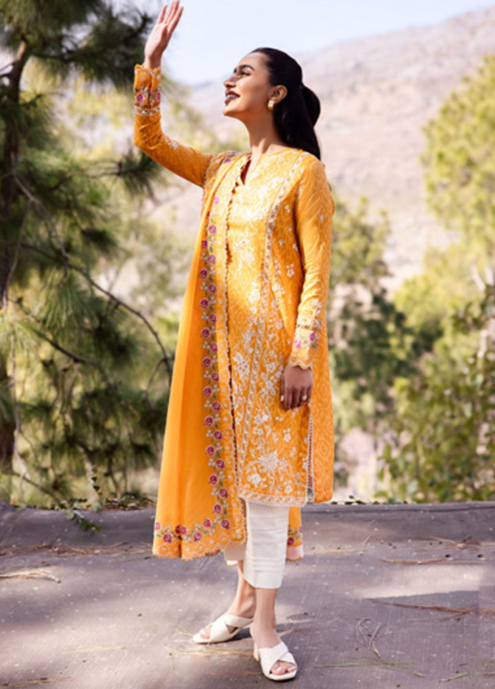 Zaha Embroidered Lawn Suits Unstitched 3 Piece ZL24-15A - Summer Collection