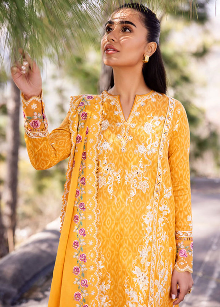 Zaha Embroidered Lawn Suits Unstitched 3 Piece ZL24-15A - Summer Collection