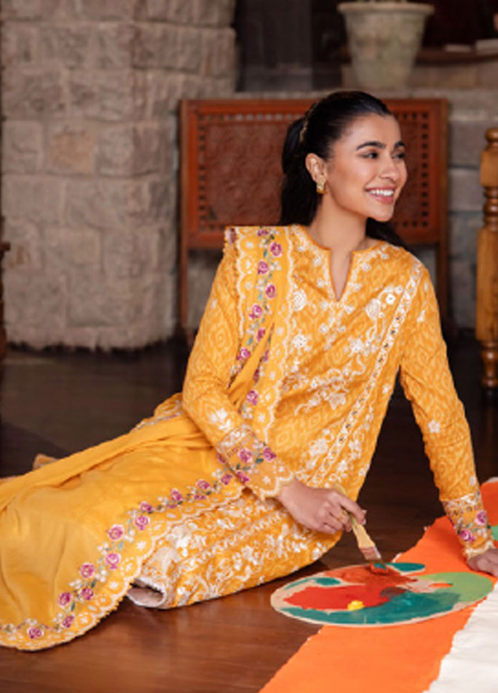 Zaha Embroidered Lawn Suits Unstitched 3 Piece ZL24-15A - Summer Collection