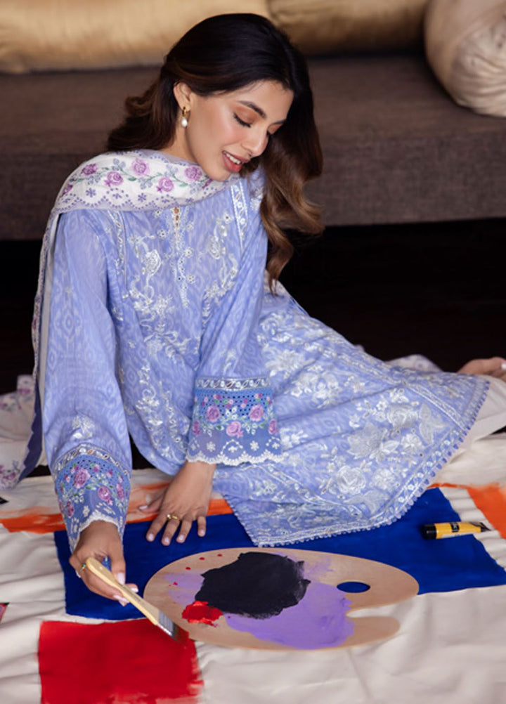 Zaha Embroidered Lawn Suits Unstitched 3 Piece ZL24-15B - Summer Collection