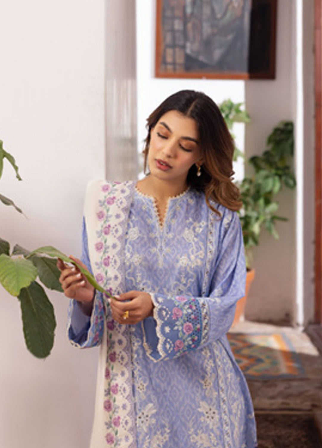 Zaha Embroidered Lawn Suits Unstitched 3 Piece ZL24-15B - Summer Collection