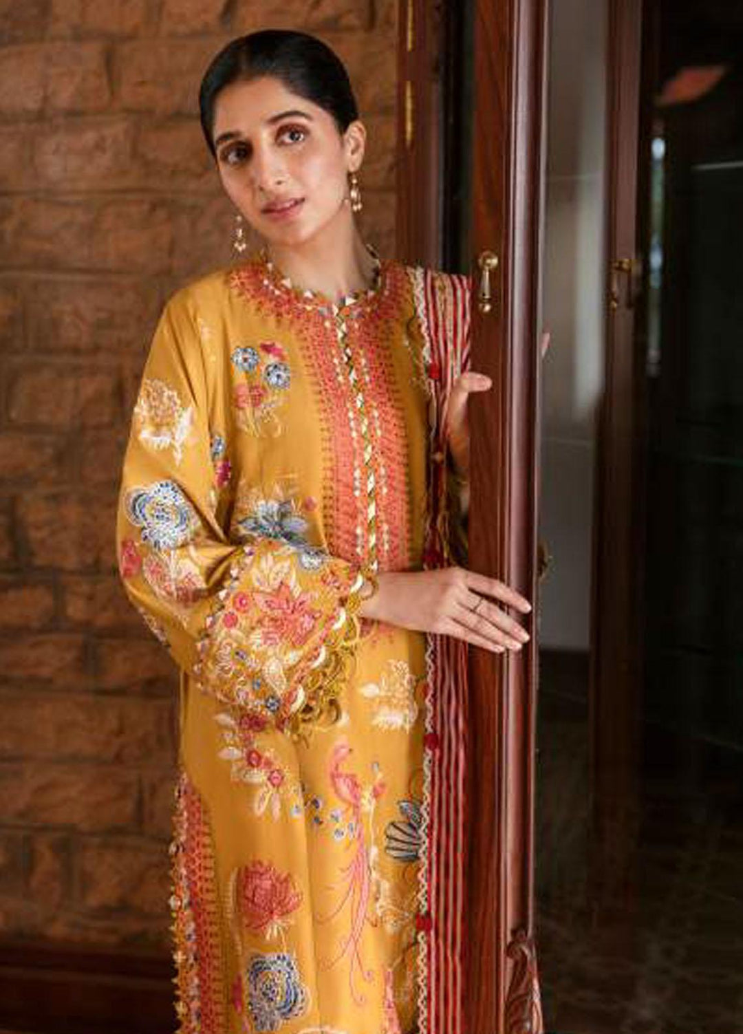 Zaha By Khadijah Shah Embroidered Lawn Suits Unstitched 3 Piece ZKS23FU ZF 23-02 Derin - Festive Collection