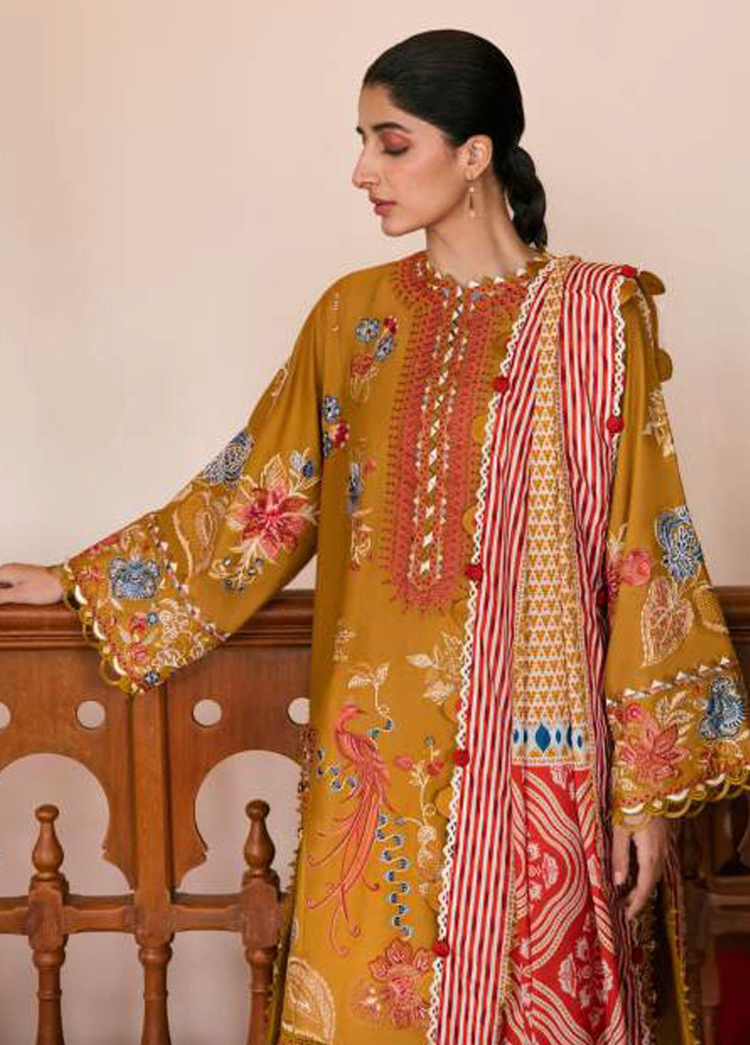Zaha By Khadijah Shah Embroidered Lawn Suits Unstitched 3 Piece ZKS23FU ZF 23-02 Derin - Festive Collection