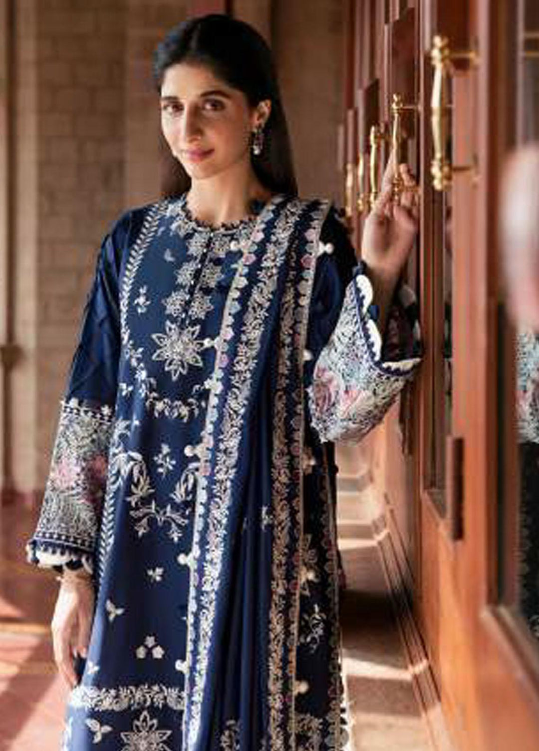 Zaha By Khadijah Shah Embroidered Lawn Suits Unstitched 3 Piece ZKS23FU ZF 23-03 Serra - Festive Collection