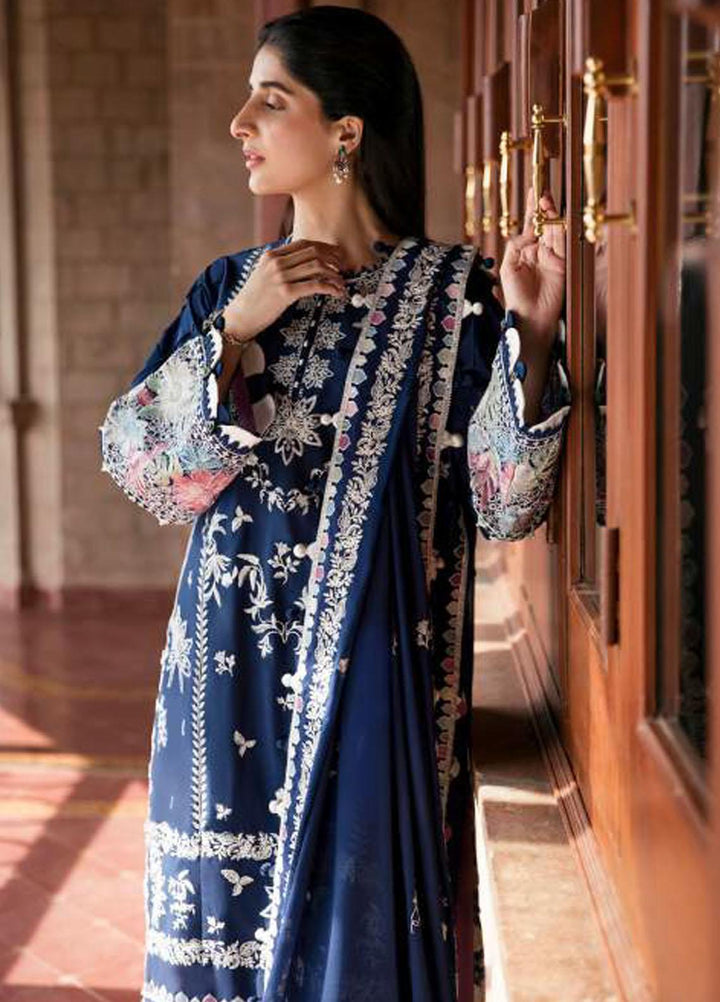 Zaha By Khadijah Shah Embroidered Lawn Suits Unstitched 3 Piece ZKS23FU ZF 23-03 Serra - Festive Collection