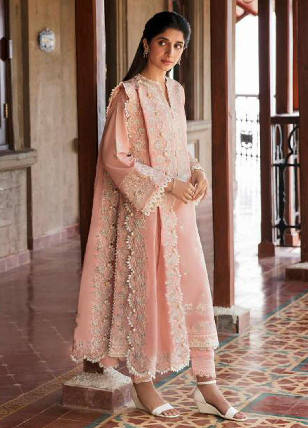 Zaha By Khadijah Shah Embroidered Lawn Suits Unstitched 3 Piece ZKS23FU ZF 23-06 Ela - Festive Collection