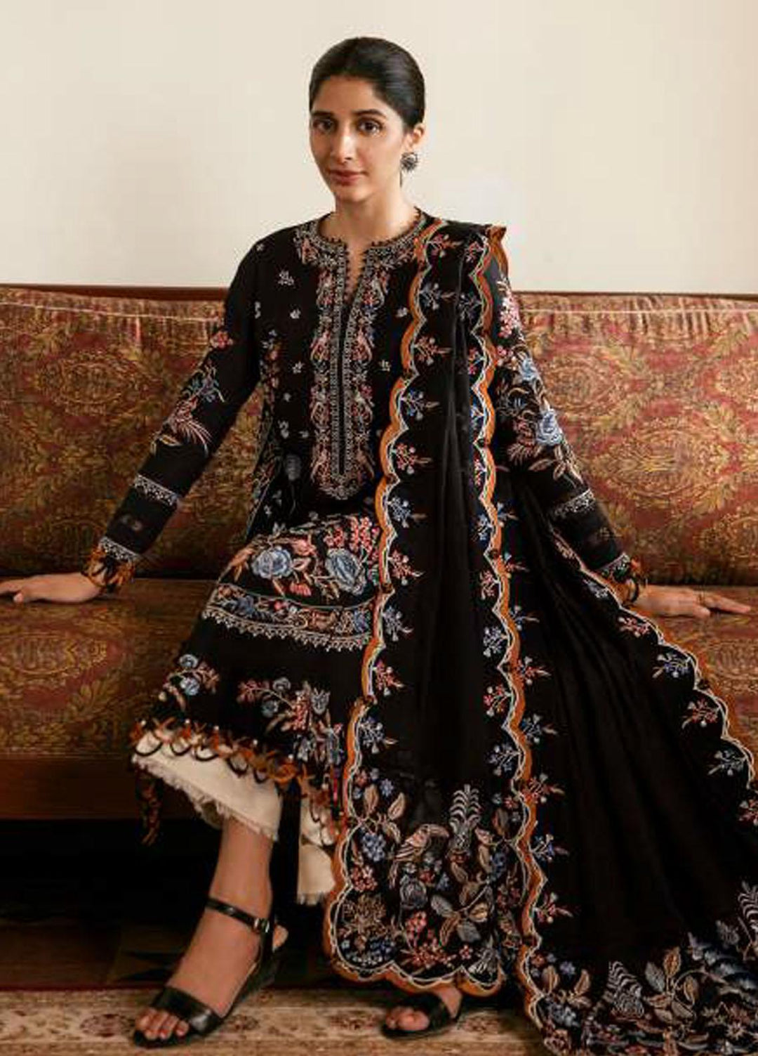 Zaha By Khadijah Shah Embroidered Lawn Suits Unstitched 3 Piece ZKS23FU ZF 23-07 Irem - Festive Collection