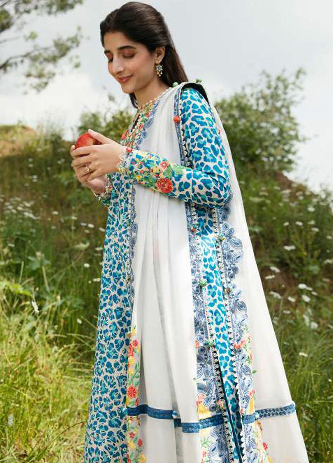 Zaha By Khadijah Shah Embroidered Lawn Suits Unstitched 3 Piece ZKS23FU ZF 23-08 Selin - Festive Collection