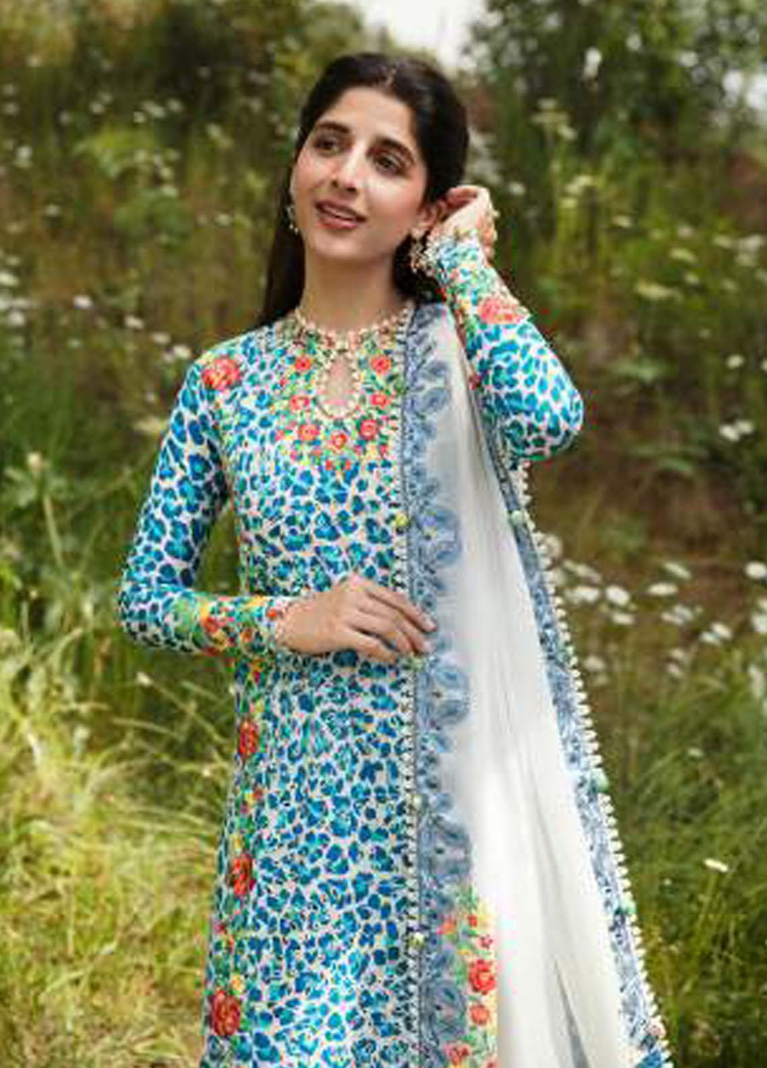 Zaha By Khadijah Shah Embroidered Lawn Suits Unstitched 3 Piece ZKS23FU ZF 23-08 Selin - Festive Collection