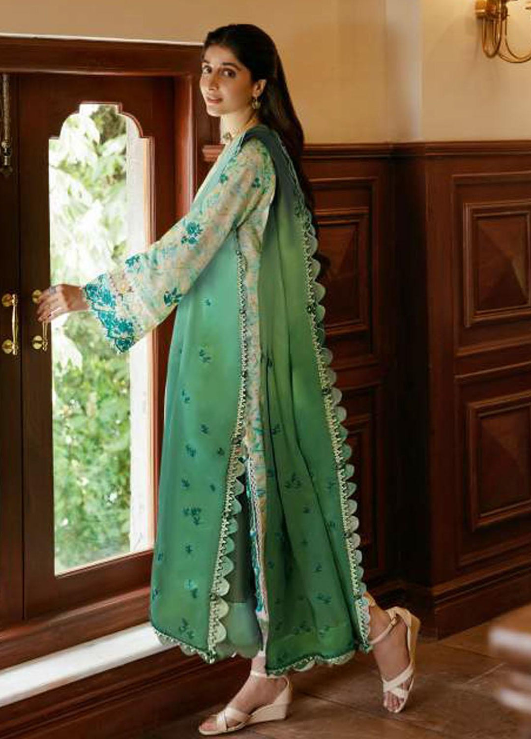 Zaha By Khadijah Shah Embroidered Lawn Suits Unstitched 3 Piece ZKS23FU ZF 23-09 Sena - Festive Collection